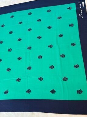 Vintage LEONARDI Firenze Green & Navy Floral Scarf- Oh la la! Italian